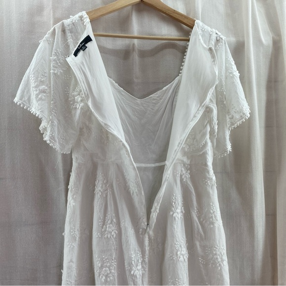 Lulus Morning in Mallorca White Cotton Eyelet Short Sleeve Mini Dress Medium - Picture 10 of 10